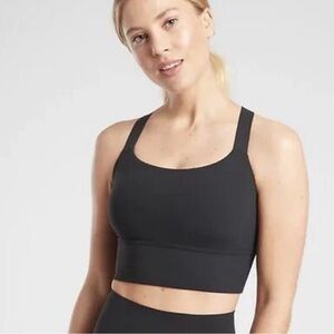 Athleta Black Longline Sports Bra Size Medium in Black Racerback